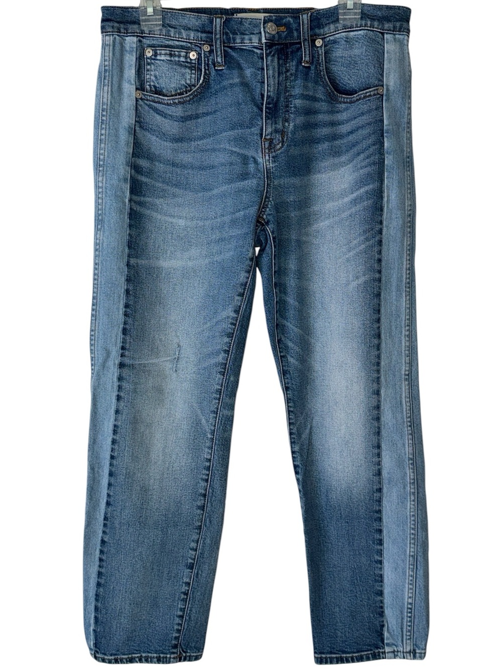 Madewell Women's Cruiser Straight Patchwork Jean in Light and Medium (Size 29)